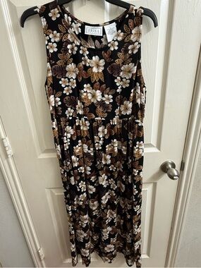Erika Black Floral Maxi Dress with Cream & Brown Blooms
